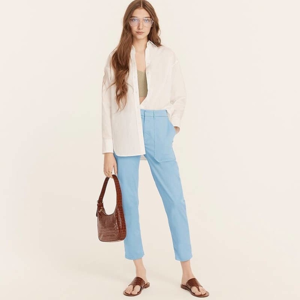 New J. Crew Patch-Pocket Slim Boyfriend Chino Pant Light Blue Women's Size 32